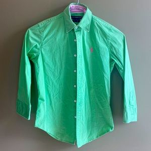 Light Green crop sleeve Ralph Lauren button down